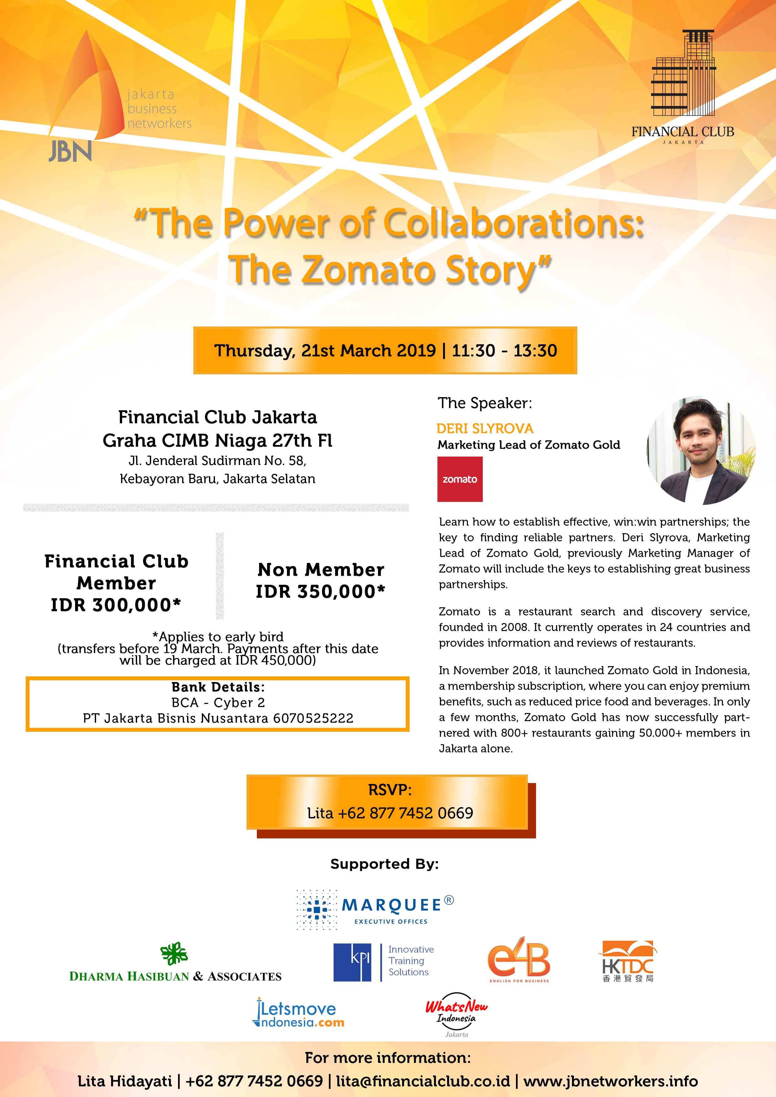 Speed Networking on Thursday, 21 March 2019 at Financial Club Jakarta